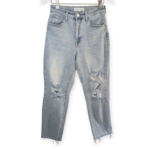 Risen Hannah High Rise Boyfriend Cropped Distressed Jeans 26